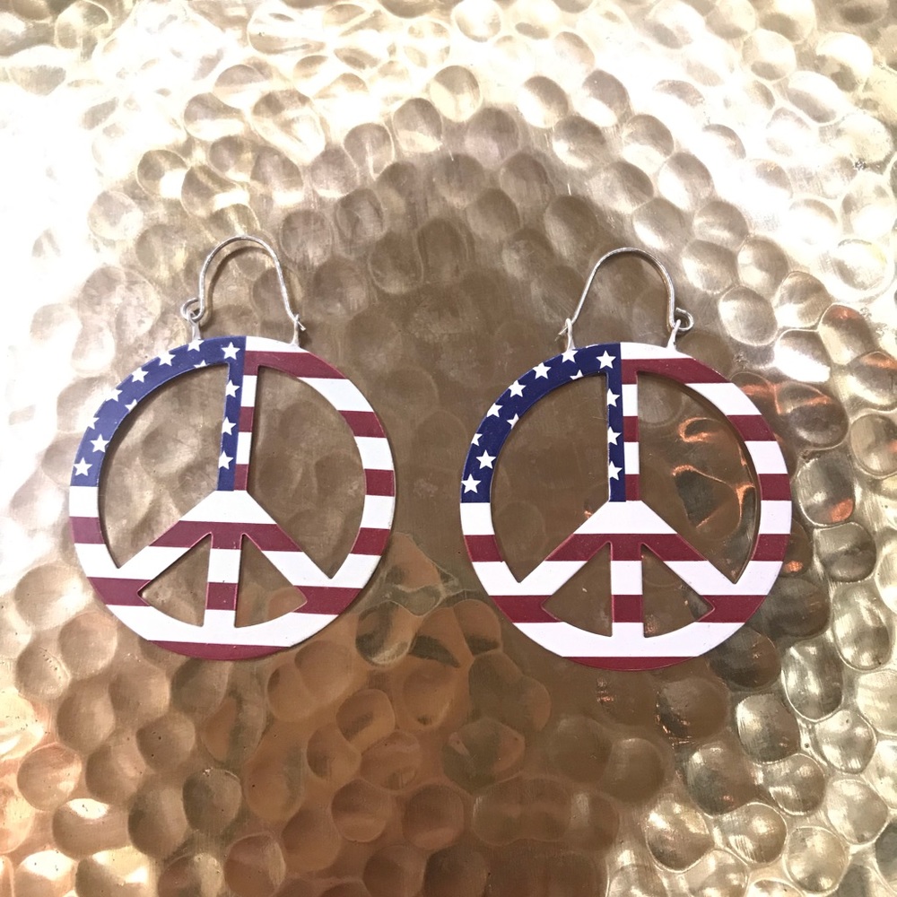 American flag peace earrings